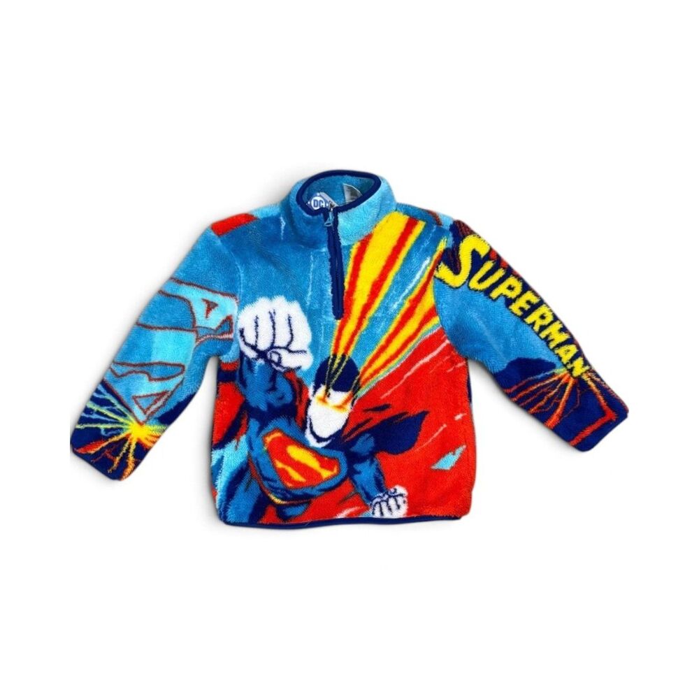 DC Comics Character Boys 1/4 Zip Sherpa Pullover, NWT! XS 4/5